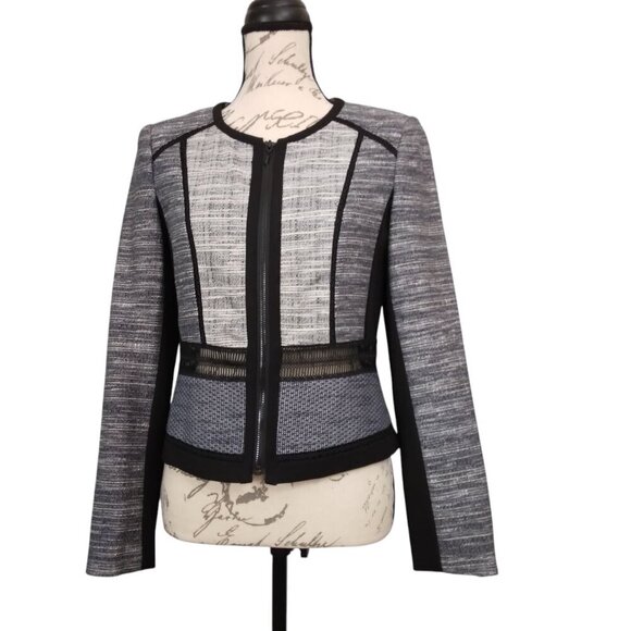 WHBM | Momento Multi Tweed Blazer Jacket Black‎ Navy Gray | Size 4 - Picture 1 of 10